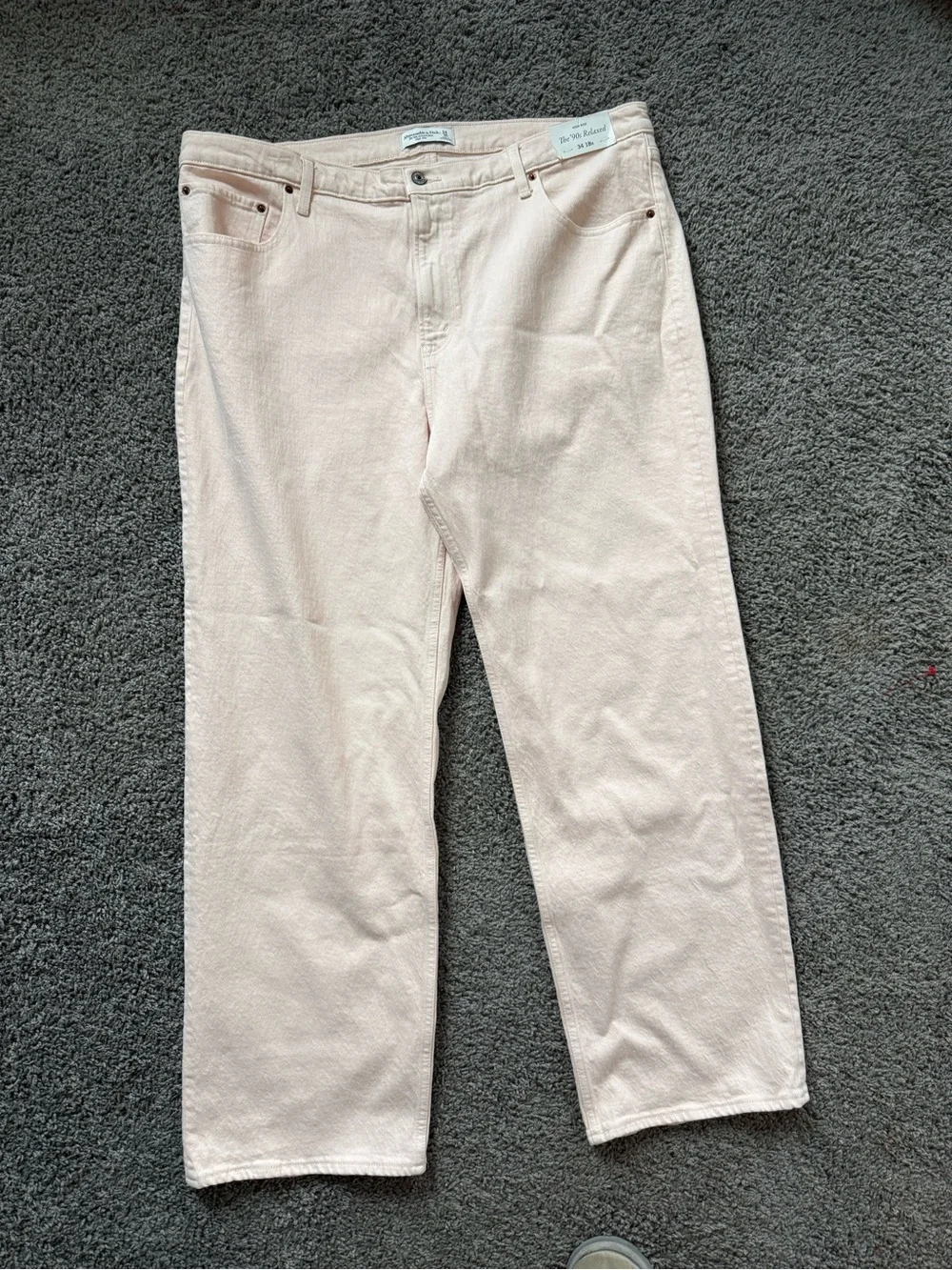 woman’s abercrombie and fitch Light Cream Straight-Leg Jeans 90s relaxed
